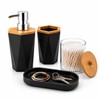 LGURT 4pc Black Bathroom Accessories Set, Soap Dispenser, Toothbrush Holder