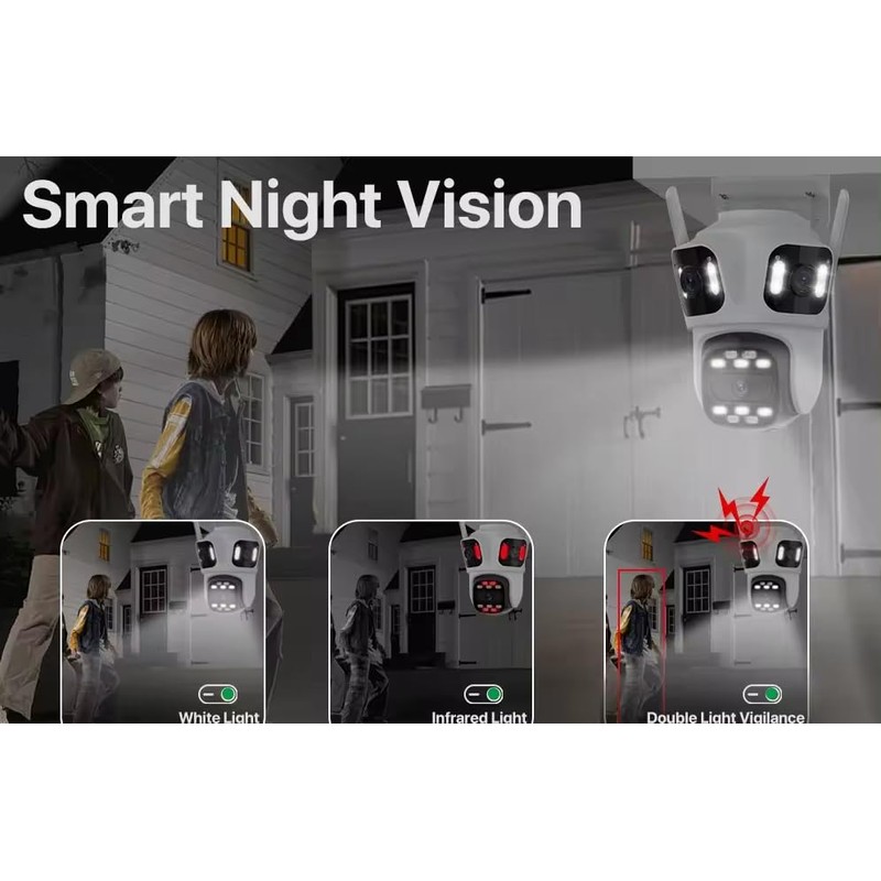 GESKS ICSEE 4K 8MP 3 Lens WiFi PTZ Security Camera,