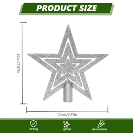 Christmas Tree Topper,20CM Glitter Christmas Tree Star Toppers,Star for Top of Xmas Tree Topper Ornament(Silver)