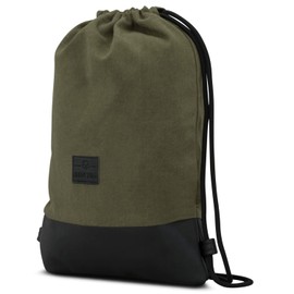 Johnny Urban Drawstring Bag for Men and Women Green Black - Luke - Gym Sack Backpack with Pocket for Sports, Swimming, Travel and Leisure - Cotton Sports Bags