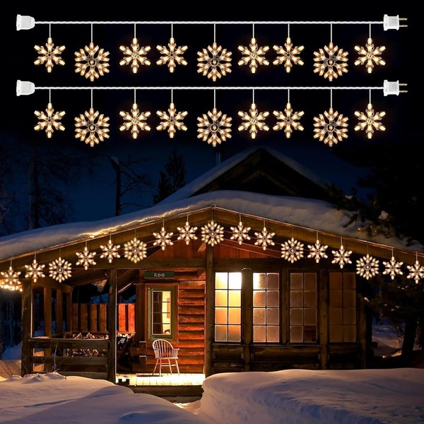 Snowflake Christmas String Lights with 9 Drops - 13ft 150