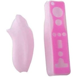 Silicone Rubber Case Protective Soft Gel Cover Skin Shell for Wii Remote Controller for Wii Nunchuk Joystick Silicone Case (Pink)
