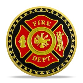 Firefighter Challenge Coin-Tribute to Firefighter Courage and Service – Fire Truck and Fire Department Badge- Inspirational Gift for Firefighters