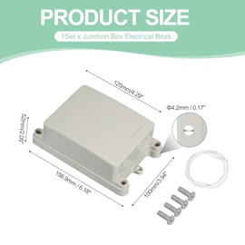 PATIKIL 6.18 Inch Junction Box, Electrical Enclosure Box ABS Plastic Waterproof Outlet Plug Cover Cord Protector with Mounting Plate for Outdoor Indoor Electric Project, White/Grey