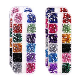 4 Boxes 2mm 3mm Assorted Colored Rhinestones Flatback Crafting Jewels Round Flat Back Crystals Small Nail Jewelry Charms Eye Makeup Gems for Crafts Clothes Bags