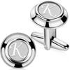 AMITER 26 Letters Cufflinks for Men, Initial Cuff Links Tuxedo