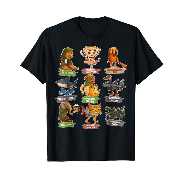 Italian Brainrot Meme Funny All Brainrot Animals Humor T-Shirt