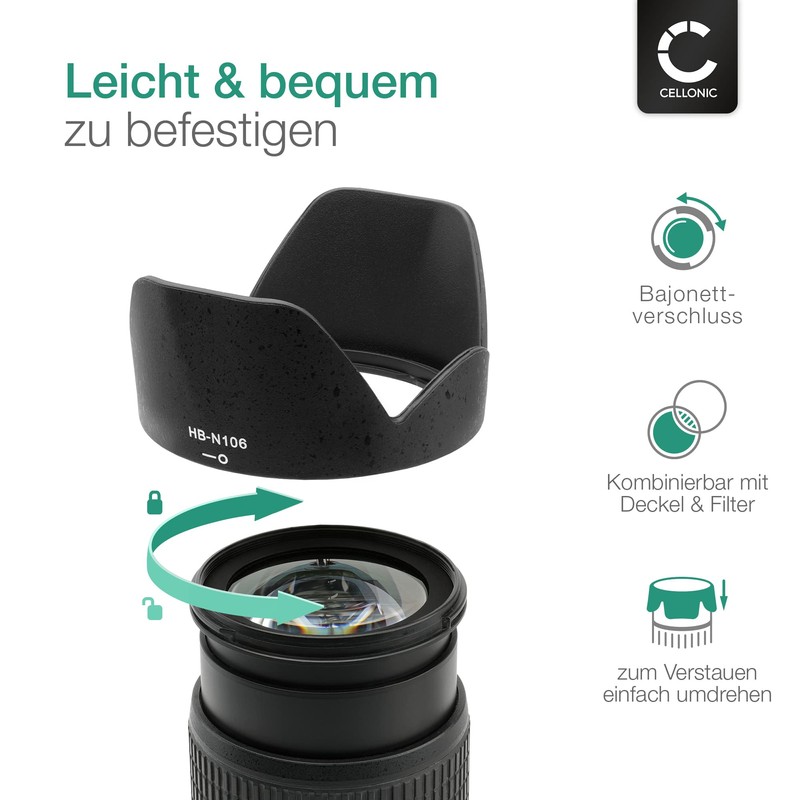 Cellonic® Camera Lens Hood N106 for Nikon P DX Nikkor