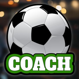 Soccer Coach Vinyl Decal Sticker | Cars Trucks Vans Windows Walls Cups Laptops | White on Black Background | 5 X 4.8 Inches | KCD2003