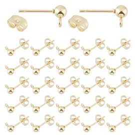 Hobbspring 120 Set Ohrstecker Mit Kugel 24 Karat Vergoldete Ohrstecker Mit Öse 304 Ohrstecker Mit Kugel Aus Edelstahl Mit Schmetterlings Ohrverschlüssen Zur Herstellung von Ohrringen