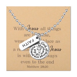 BEKECH Bible Verse Faith Necklace With God All Things Are Possible Scripture Pendant Inspirational Christian Jewelry for Women (silver)