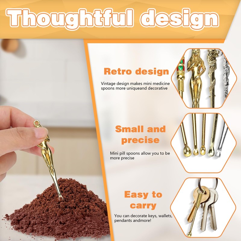 20pcs Small Alloy Snuff Spoons Mini Retro Spoon Powder Mini