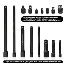 SEKETMAN 18-Piece Drive Tool Accessory Set,Includes Socket Adapters, Extensions and Universal Joints and Impact Coupler, Professional Socket Accessories