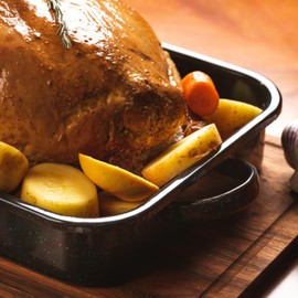 Granite Ware Open Roasting Pan with Flat Rack (Speckled Black) - Accommodates up to 25 lb poultry or roast.