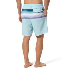 BARRACUDA BAY Mens Swim Trunks Quick-Dry 4-Way Stretch w/Ultra Soft Jersey Lining Premium Eco Material UPF 50+ (Color: Sunset Waves, Size: XX-Large)