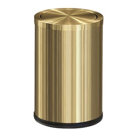 LEASYLIFE Small Trash Can with Flipping Lid，Gold Bathroom Trash can with lid，2.4gallon,Brass Trash can for Bathroom,Laundry，Hotel，Office， Laundry Room ，Metallic Gold (Single)