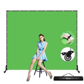 Shirtal 7x6.5ft Green Screen Backdrop Kit,Movable Backdrop Stand with Wheels and Greenscreen Background for Video Recording,Streaming.