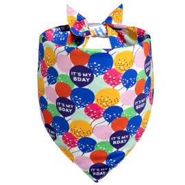 Agroon Dog Birthday Bandana Girl Boy Large 1PCS, 2 Patterns Durable Triangle Reversible Scarf Bibs Handkerchief for Puppy Pet