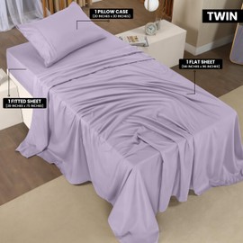 Utopia Bedding Twin Bed Sheets Set - 3 Piece Bedding - Brushed Microfiber - Shrinkage and Fade Resistant - Easy Care (Twin, Lavender)