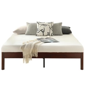 Queen Size Platform Bed Frame for Bedroom, 14 inch Sturdy Heavy Duty Wood Bed Frames with Wooden Slats, Easy Assembly, No Box Spring Needed, Natural Classic Design, Storage Space Under-bed(Queen)