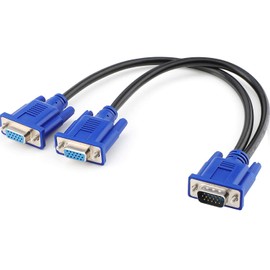 TB® VGA Splitter Cable Converter Adapter Dual VGA Monitor Y Cable 1 Male to 2 Female Adapter Converter Video Cable for Screen Duplication Dual Screen (0.3 Meters)