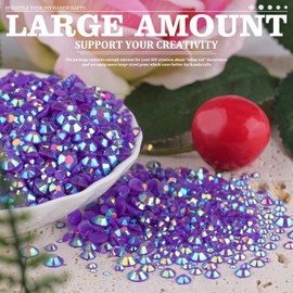 Resin Rhinestones Crafting, 2/3/4/5/6mm Flatback Jelly Rhinestones, 3 Box Dark Purple AB Non Hotfix Crystal Gems for Bedazzling Crafts Mugs Tumblers Clothes Makeup Nail