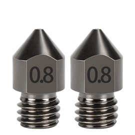 DollaTek 2pcs 0.8mm MK8 Nozzles High Carbon Steel 1.75mm Consumable Hardened Steel Wear-Resistant