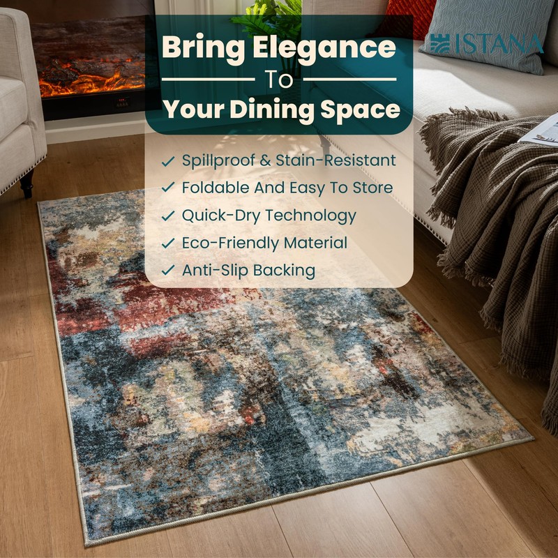 Istana 3x5 Area Rug - Multi/Red Modern Rugs for Living