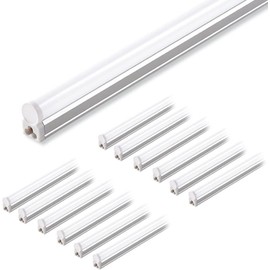 Barrina 12 Pack T5 LED Shop Light 4FT, 3000K Warm White, 2200lm, 20W, Utility Linkable Ceiling and Under Cabinet Light Fixtures, ETL Listed, Corded Electric with ON/Off Switch for Garage Workshop