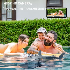 RiskOrb Remote Control Shark with Camera for Kids/Adults, RC Sharks Toys for Swimming Pool,RC Boat with Camera,Pool Toys RC Camera Boat Toys, Simulated Shark for Outdoor Toys(2 Batteries)