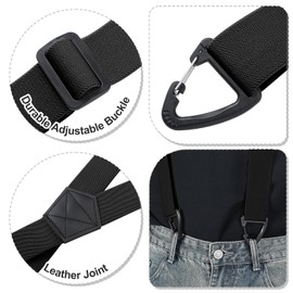 Sintege X Back Hidden Suspender 1.5 Inches Under Clothing Heavy Duty Work Suspenders for Men Women(Black)