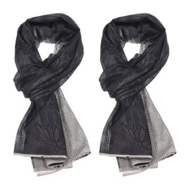 PATIKIL 63"x20" Camouflage Netting Camo Scarf, 2 Pack Camo Netting Veil Desert Mesh Scarves for Outdoor Activities, Black
