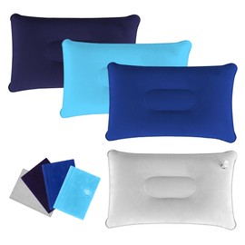 TYSM-CC 4 x Inflatable Pillow, Camping Pillow, Travel Pillow, Flocking Seat Cushion, Air Cushion, Pillow for Camping and Travel, Made of Soft Material