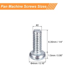sourcing map #2-56x1/4" Pan Head Phillips Machine Screws, 50pcs Zinc Plated Carbon Steel Cross Head Screws Fully Threaded Bolts