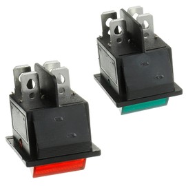 BOJACK 2 Position Rocker Toggle Switch ON/Off DPST 4 Pin 250V/6A, 125V/10A Green and Red lampe Light KCD2-202N-R(Pack of 2 pcs)