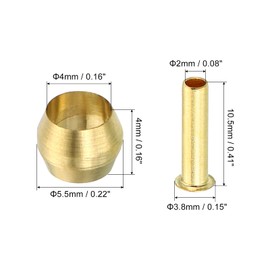 PATIKIL 4 mm Pipe AD Pack of 20 Brass Compression Sleeves Clamps Brass Ferrule Brass Compression Insert Part Assortment Kit for Air Water Gas Pipe