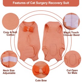 DENTRUN Cat Recovery Onesie, Post Spay Surgery Vest for Female Kittens, Anti-Licking Premium Soft Vest, E-Collar Alternative for Neuter Surgical Recovery, Male Cats Apparel