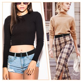 cobee Women Invisible Belt Adjustable Elastic Belt with Flat Buckle No Visible Waist Belt for Jeans Pants Dresses, black