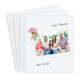 8.5x11 Scrapbook Album Refill Pages Set, with 10 Plastic Sleeves and 10 Blank Pages, Only Fits for 8.5x11 Inch Large 3 Ring Diy Scrapbook Album under This Brand