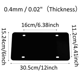 Runseaway 4PCS Black Blank Metal License Plate Blanks, 12”x6” Aluminum Alloy Automotive Plates, Automotive Sublimation License Plates for Custom Design Work DIY Projects