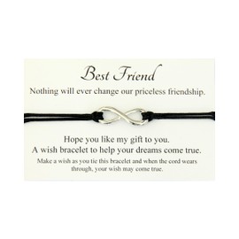 Lucor Best Friends Gifts | Bestie Gifts | Friendship Gifts | Infinity Wish Bracelet | Graduation Gifts | Gifts for Friends(Black)