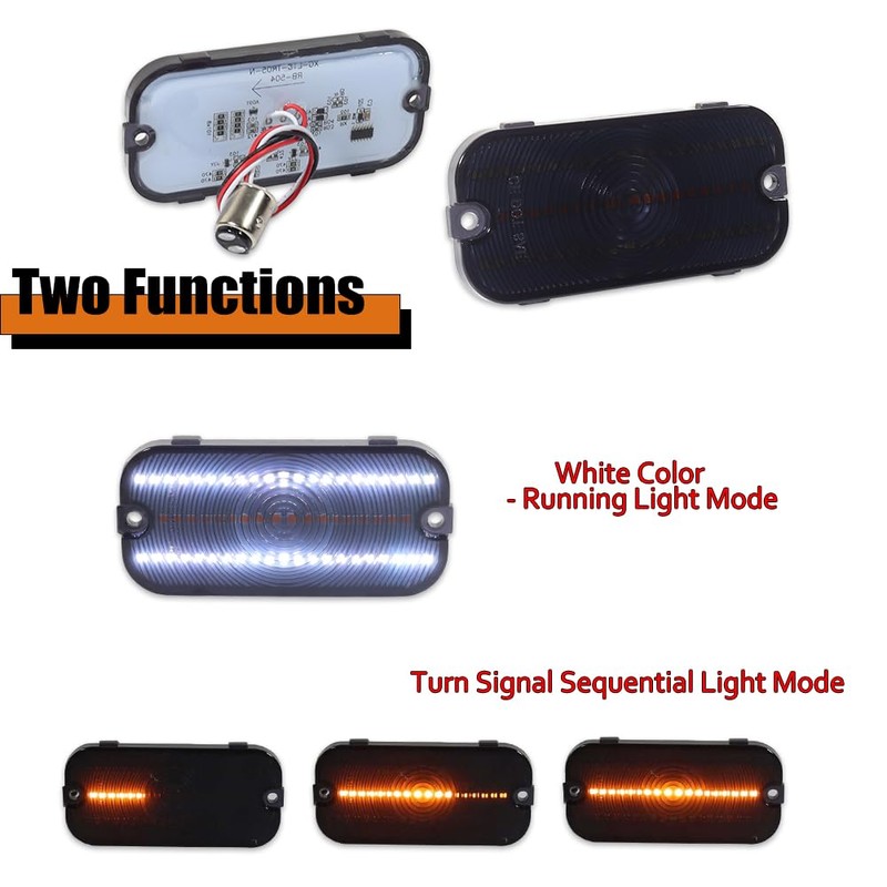 ADIIL 2PCS Smoked Switchback LED Front Parking Light Signal Light