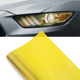 Lypumso Headlight Taillight Tint Film - 12 x 60 Inches Honeycomb Headlight Taillight Vinyl Tint Wrap, HEX Self Adhesive Fog Lights Sticker Sheet Roll for Car Lights Cover (Yellow)