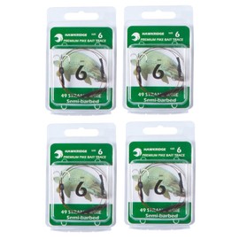 HAWKRIDGE - 4 x Predator SEMI BARBED Pike Snap Tackle Double Hook Bait Rig 30cm Trace Using American 7x7 Wire Strands - Available in Size 4, 6 or 8 (4 x size 6 hook)