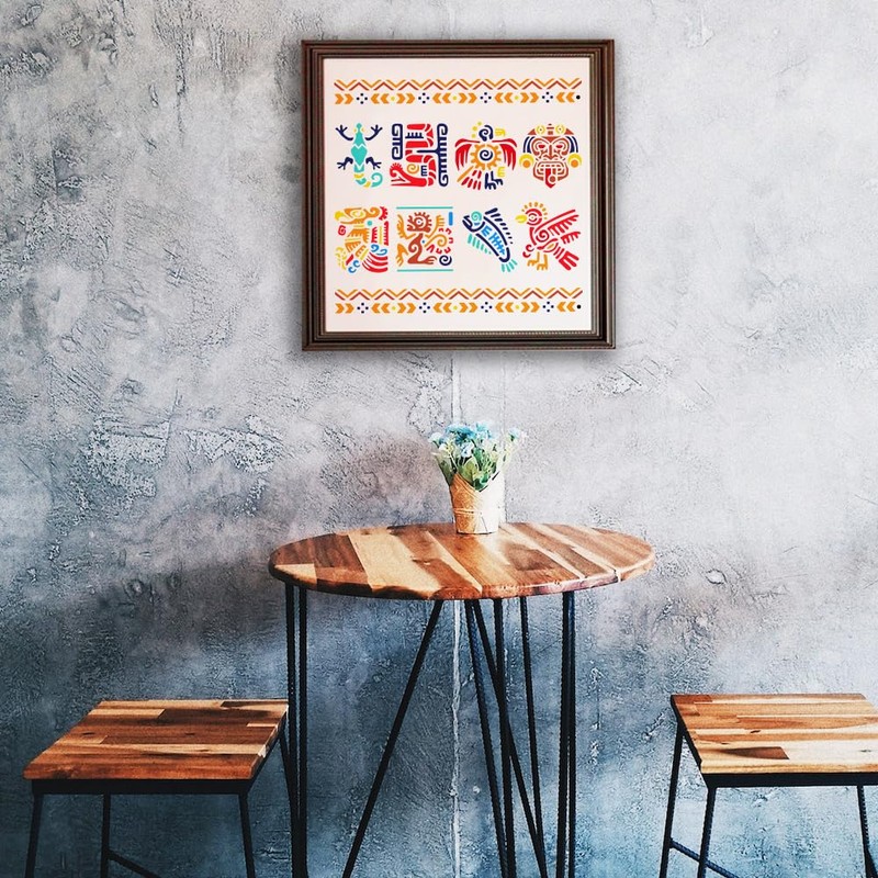 BENECREAT Maya Stencils, 30 x 21 cm Aztec Symbol Painting