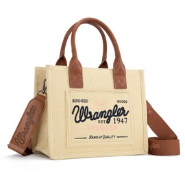 Wrangler Tote Bag for Women Canvas Crossbody Shoulder Purses Top-Handle Handbags with Guitar Strap Satchel Purses Multi-pockets Casual Work Bag WG136-8120STN
