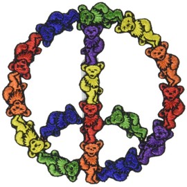 Application Grateful Dead Bear Peace Sign Patch