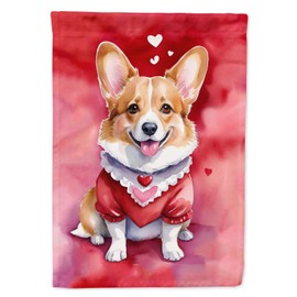 Caroline's Treasures DAC5405CHF Corgi My Valentine House Flag Large Porch Sleeve Pole Decorative Outside Yard Banner Artwork Wall Hanging, Polyester, House Size, Multicolor
