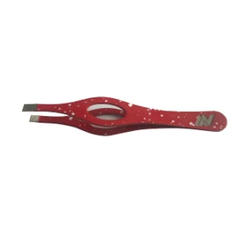 Tweezers for Facial Hair Women & Men Professional Stainless Eyebrow Tweezers Slanted Tip for Accurate & Precise Grooming of Eyebrows Ingrown Hair Tweezers (Red)