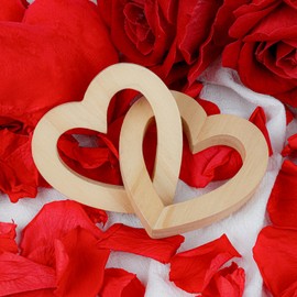 Fangoo Valentine's Day Romantic Heart Gifts Linked Hearts Decor Couple Gifts Interlocking Wooden Hearts Shelf Decor Wooden Hearts for Wedding Anniversary Birthday Present